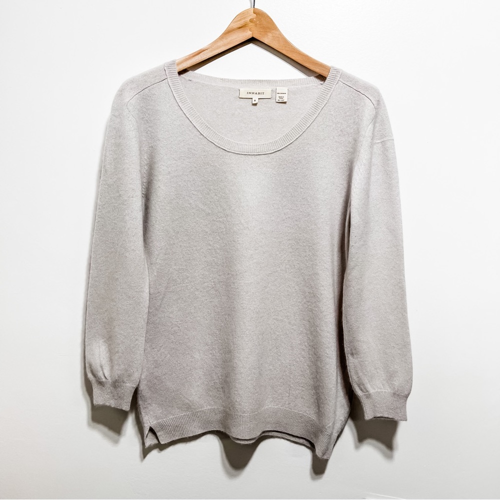Inhabit Womens 100% Cashmere Pullover Sweater Size M Round Neck in Oatmeal